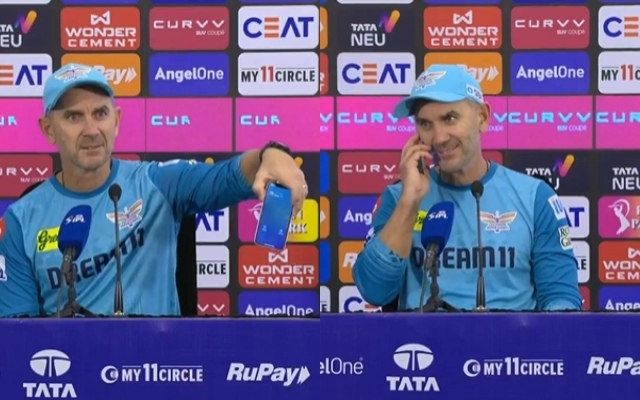 [WATCH] Justin Langer answers call by reporter’s mother, updates on Mayank Yadav’s speedy recovery