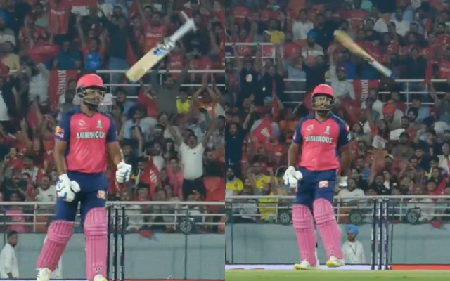 Sanju Samson flips bat in anger after getting dismissed to Lockie Ferguson