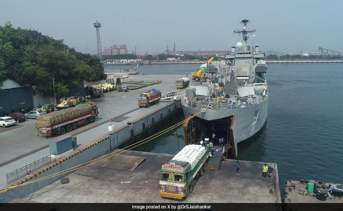 Indian Navy Ship Carries Nearly 440 Tonnes Of Relief Material To Myanmar
