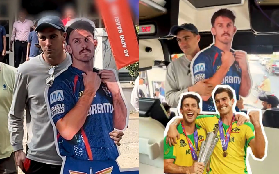 Pat Cummins carries Mitchell Marsh’s placard, video goes viral