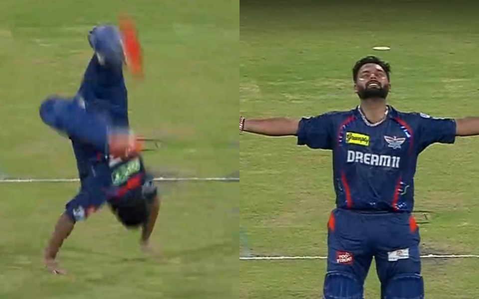 Rishabh Pant lights up Lucknow with somersault celebration after blazing ton